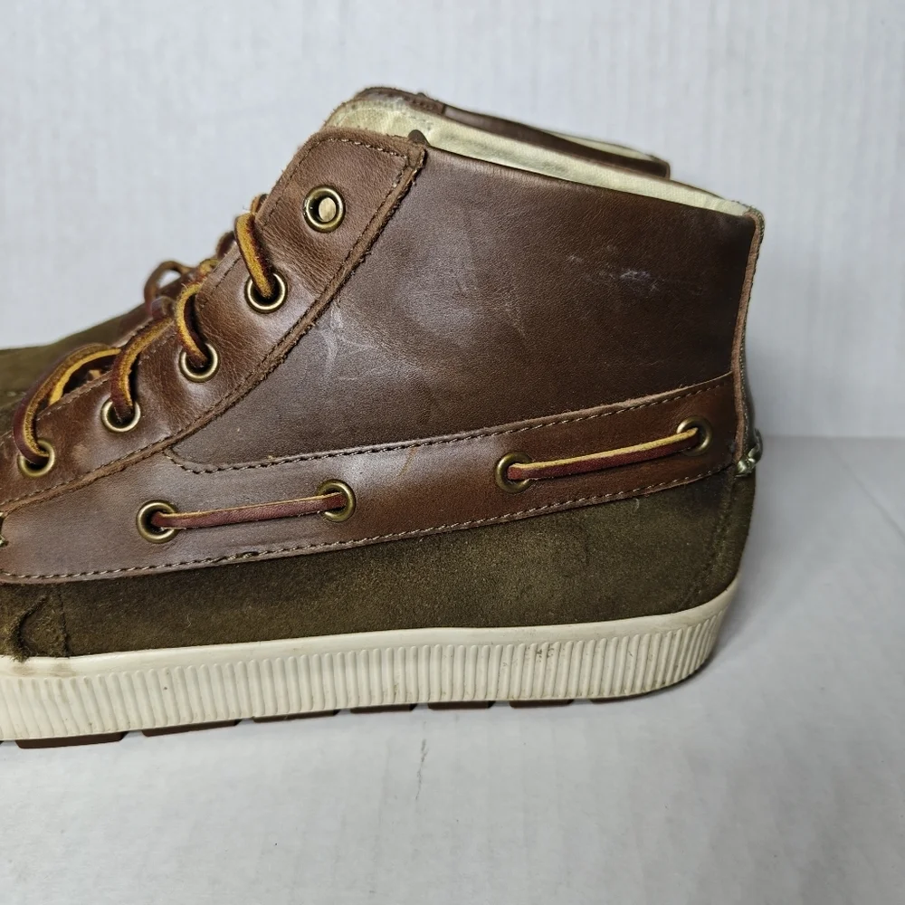 Polo Ralph Lauren Delmont Leather Boat Olive Brown Boots Shoes Men's Size 10D